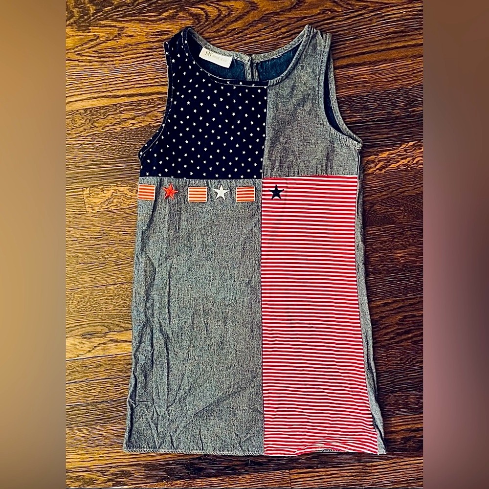 Bonnie Jean chambray Stars and Stripes girls dress.  Size 6.  Very good.